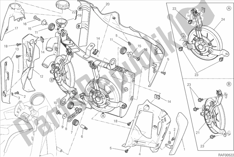 Todas as partes de Refrigerador De água do Ducati Monster 1200 USA 2015
